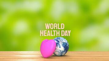 de aarde en hart voor wereld Gezondheid dag concept 3d renderen foto