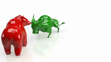 de groen stier en rood beer voor bedrijf concept 3d renderen foto
