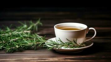 thee in een glas met kopieerruimte, groen thee, gegenereerd door ai foto