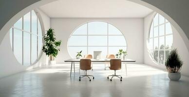 abstract licht wit wazig kantoor achtergrond zonder mensen - ai gegenereerd beeld foto