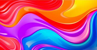 panoramisch regenboog achtergrond, kleurrijk golven, gebogen lijnen - ai gegenereerd beeld foto