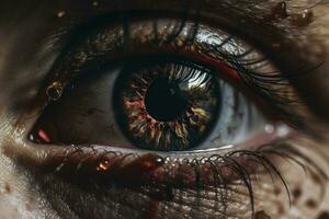 menselijk oog detailopname, gemaakt met generatief ai foto