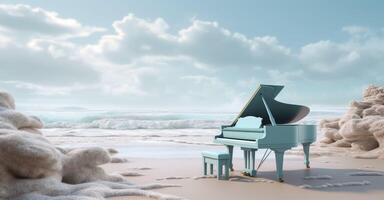 piano buiten schot Bij strand, ai generatief foto