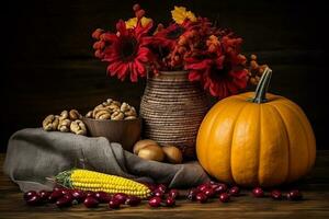 herfst samenstelling met kopiëren ruimte ai generatief foto