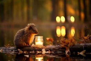 herfst samenstelling met kopiëren ruimte ai generatief foto