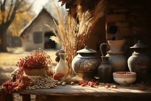 herfst samenstelling met kopiëren ruimte ai generatief foto