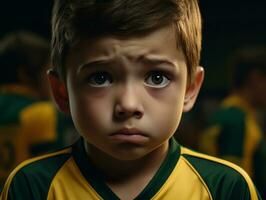 foto van emotioneel dynamisch houding Braziliaans kind in school- ai generatief