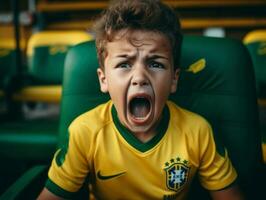 foto van emotioneel dynamisch houding Braziliaans kind in school- ai generatief