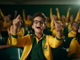 foto van emotioneel dynamisch houding Braziliaans kind in school- ai generatief