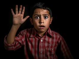 foto van emotioneel dynamisch houding Mexicaans kind in school- ai generatief