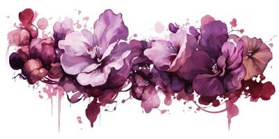 ai gegenereerd. ai generatief. mooi decoratief bloesem bloeien botanisch bloemen roze Purper bloemen waterverf Aan wit achtergrond canvas. grafisch kunst foto