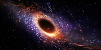 ai gegenereerd. ai generatief. ruimte heelal universum wormgat. zwart tijd tunnel teleporteren buitenste donker kosmos. grafisch kunst foto