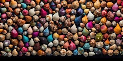 ai gegenereerd. ai generatief. nautische marinier onderwater- zee oceaan zand vakantie schelp ster achtergrond patroon decoratie bespotten omhoog. grafisch kunst foto