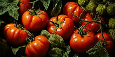 ai gegenereerd. ai generatief. veel rood vers tomaten groenten landbouw. grafisch kunst foto