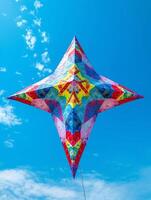 ai generatief kleurrijk vlieger in de lucht vliegend vlieger foto
