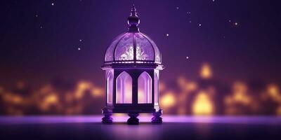 Arabisch lantaarn van Ramadan viering achtergrond illustratie gemaakt met generatief ai foto