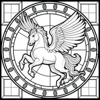 gebrandschilderd glas Pegasus kleur Pagina's foto