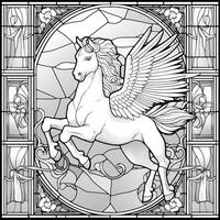 gebrandschilderd glas Pegasus kleur Pagina's foto