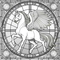 gebrandschilderd glas Pegasus kleur Pagina's foto