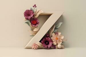 3d brief met bloemen. ai generatief foto