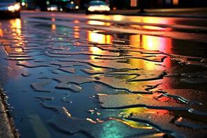 asfalt achtergrond in regen. ai generatief foto