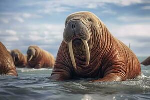 walrus in natuur, nationaal geografie, breed leven dieren. ai gegenereerd. foto
