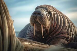 walrus in natuur, nationaal geografie, breed leven dieren. ai gegenereerd. foto