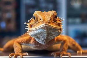 gebaard draak in natuur, nationaal geografie, breed leven dieren. ai gegenereerd. foto