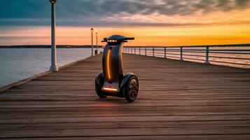 Segway van een mooi vervoer met futuristische ontwerp. ai gegenereerd. foto