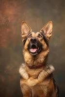 heel schattig Duitse herder in natuur, nationaal geografie, breed leven dieren. ai gegenereerd. foto