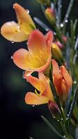 freesia bloemen in de ochtend- licht. ai generatief foto