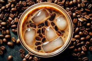 detailopname top visie van ingrediënten Vietnamees bevroren koffie, koffie. ai gegenereerd. foto