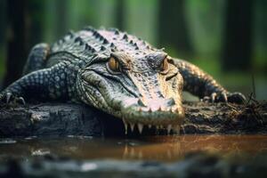 alligators in natuur, nationaal geografie, breed leven dieren. ai gegenereerd. foto