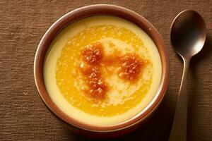 detailopname top visie van ingrediënten Japans vla pudding, Japans voedsel. ai gegenereerd. foto
