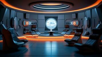 media kamer van een mooi futuristische ontwerp. ai gegenereerd. foto