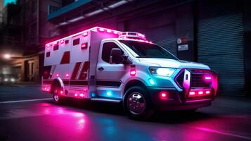 ambulance van een mooi vervoer met futuristische ontwerp. ai gegenereerd. foto