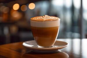 detailopname caffe latte, koffie. ai gegenereerd. foto