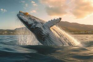 walvis in natuur, nationaal geografie, breed leven dieren. ai gegenereerd. foto