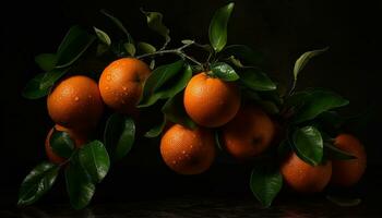 sappig citrus fruit Aan een houten tafel gegenereerd door ai foto