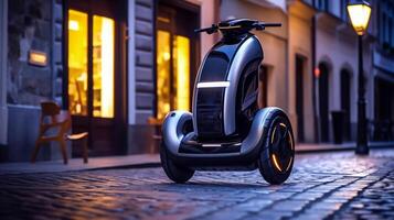 Segway van een mooi vervoer met futuristische ontwerp. ai gegenereerd. foto