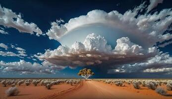 realistisch mooi landschap tafereel met bewolkt het weer. generatief ai foto