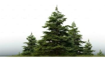 Woud van Kerstmis bomen geïsoleerd Aan wit achtergrond gemaakt met generatief al technologie foto