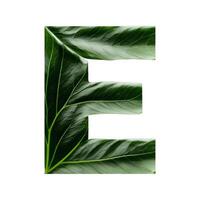 groen blad typografie tekst ontwerp hoofdletters alfabet e, ai generatief foto