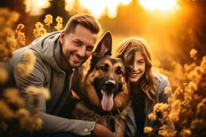 gelukkig familie met hond foto