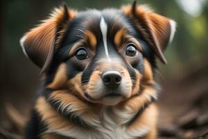 portret van een schattig hond Aan een kleurrijk achtergrond. studio schot. ai generatief foto