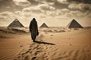 Egyptische piramides in woestijn foto