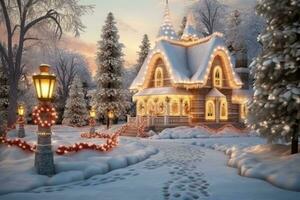 magie Kerstmis winter huis foto