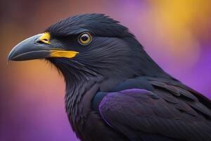 dichtbij omhoog van een gouden adelaar, corvus corax. generatief ai foto