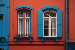 kleurrijk facade van een oud huis. generatief ai foto