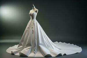bruiloft jurk Aan een mannequin. generatief ai foto